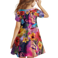 Polynesian Women Family Matching Mermaid Dress and Hawaiian Shirt Tropical Plant - Vibrant Surreal Dreamscape Vibe