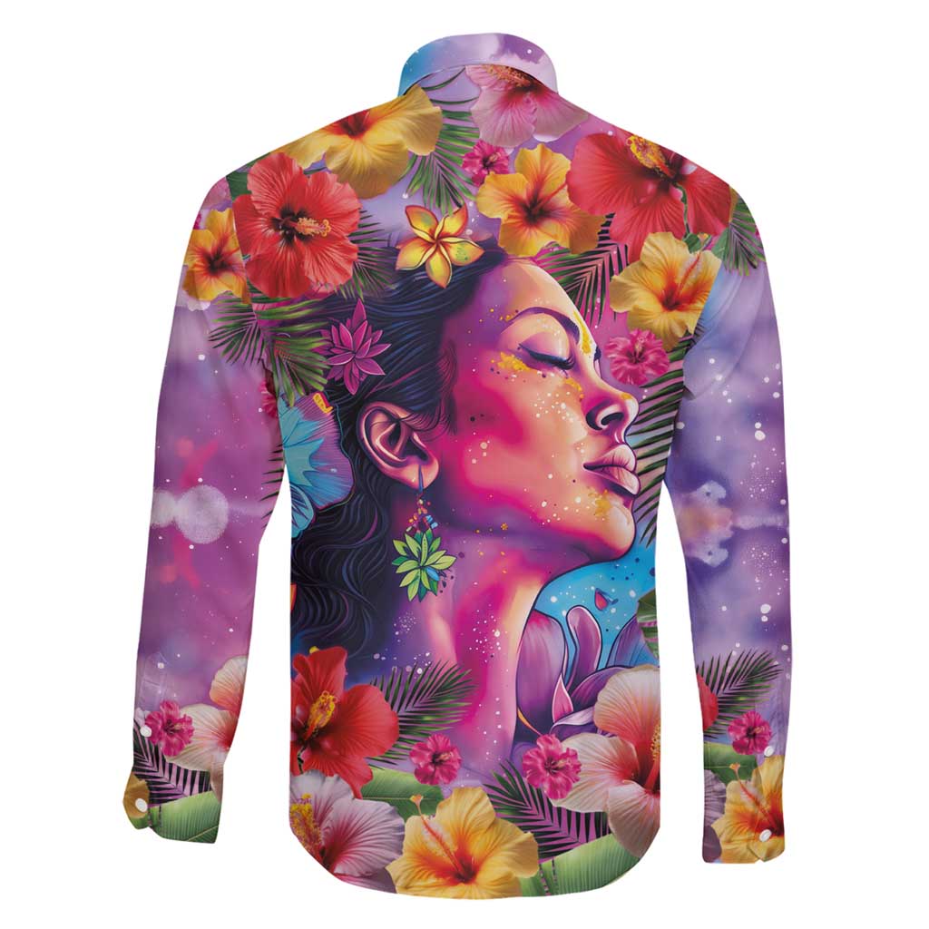 Polynesian Women Family Matching Puletasi and Hawaiian Shirt Tropical Plant - Vibrant Surreal Dreamscape Vibe