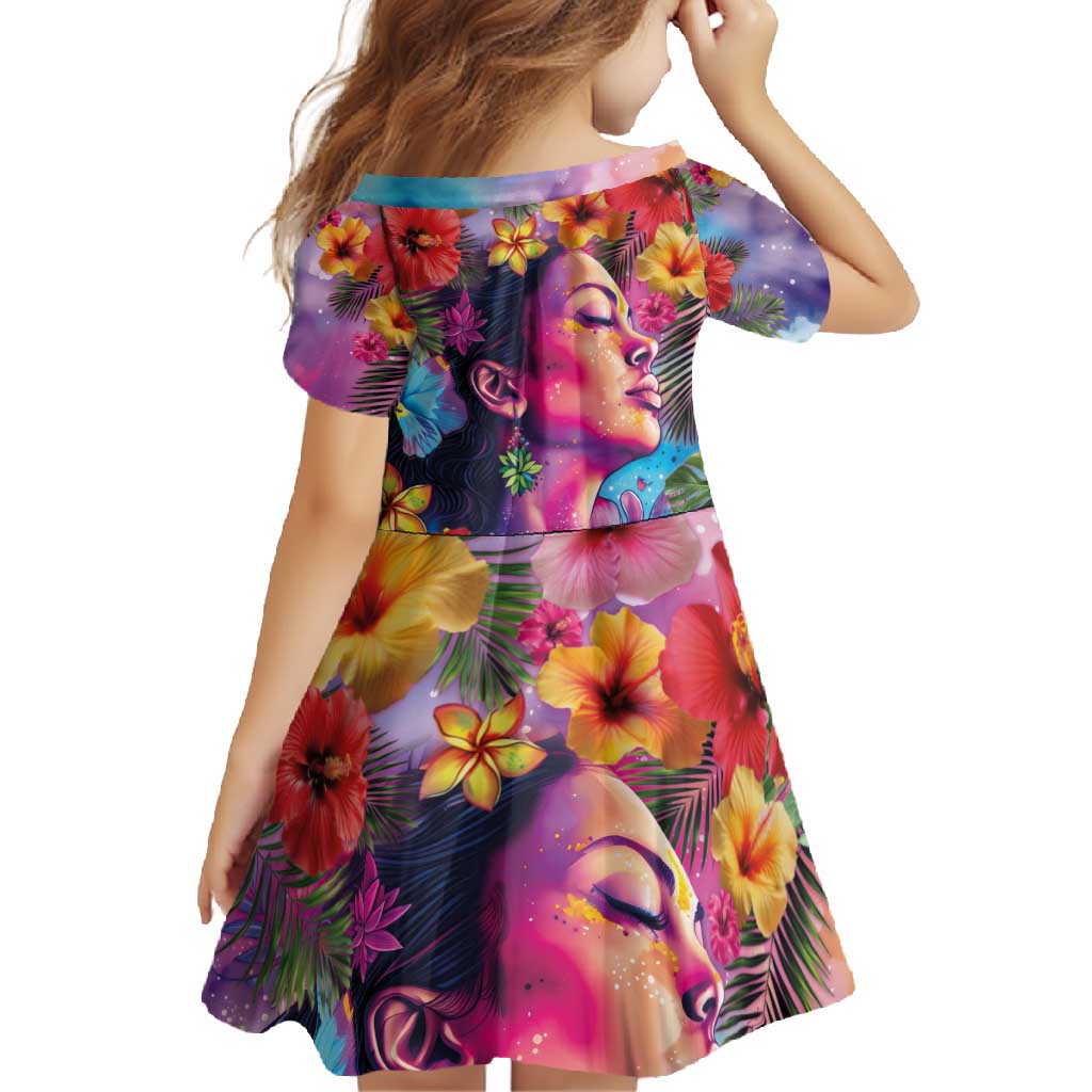 Polynesian Women Family Matching Summer Maxi Dress and Hawaiian Shirt Tropical Plant - Vibrant Surreal Dreamscape Vibe