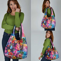 Polynesian Women Grocery Bag Tropical Plant - Vibrant Surreal Dreamscape Vibe