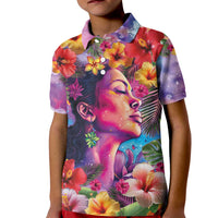 Polynesian Women Kid Polo Shirt Tropical Plant - Vibrant Surreal Dreamscape Vibe