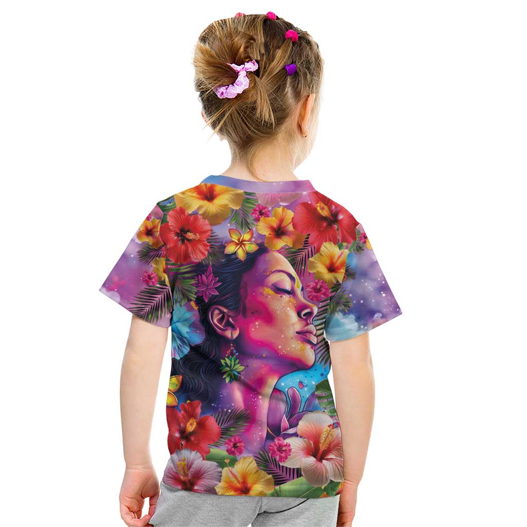 Polynesian Women Kid T Shirt Tropical Plant - Vibrant Surreal Dreamscape Vibe