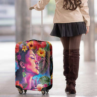 Polynesian Women Luggage Cover Tropical Plant - Vibrant Surreal Dreamscape Vibe
