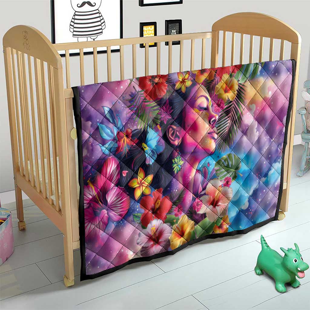 Polynesian Women Quilt Tropical Plant - Vibrant Surreal Dreamscape Vibe