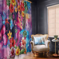 Polynesian Women Window Curtain Tropical Plant - Vibrant Surreal Dreamscape Vibe