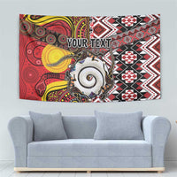 Personalised Aotearoa and Australia Together Tapestry Koru and Kangaroo - Taniko with Aboriginal Motif