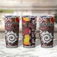 Personalised Aotearoa and Australia Together Tumbler Cup Koru and Kangaroo - Taniko with Aboriginal Motif
