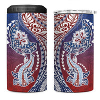 Hawaiian Manta Ray and Hammerhead Shark Tribal Tattoo 4 in 1 Can Cooler Tumbler with Polynesian Tribal Pattern Hawaii Flag Color LT03 One Size: 16 oz Multicolor - Polynesian Pride
