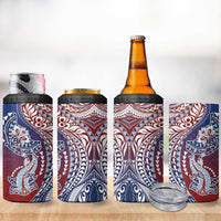 Hawaiian Manta Ray and Hammerhead Shark Tribal Tattoo 4 in 1 Can Cooler Tumbler with Polynesian Tribal Pattern Hawaii Flag Color LT03 - Polynesian Pride