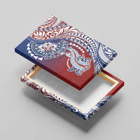 Hawaiian Manta Ray and Hammerhead Shark Tribal Tattoo Canvas Wall Art with Polynesian Tribal Pattern Hawaii Flag Color
