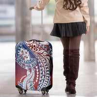 Hawaiian Manta Ray and Hammerhead Shark Tribal Tattoo Luggage Cover with Polynesian Tribal Pattern Hawaii Flag Color LT03 - Polynesian Pride