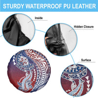 Hawaiian Manta Ray and Hammerhead Shark Tribal Tattoo Spare Tire Cover with Polynesian Tribal Pattern Hawaii Flag Color LT03 - Polynesian Pride
