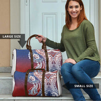 Hawaiian Manta Ray and Hammerhead Shark Tribal Tattoo Travel Bag with Polynesian Tribal Pattern Hawaii Flag Color