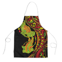 Hawaiian Manta Ray and Hammerhead Shark Tribal Tattoo Apron with Polynesian Tribal Pattern Kanaka Maoli Flag Color