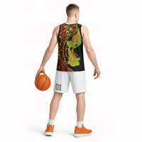 Hawaiian Manta Ray and Hammerhead Shark Tribal Tattoo Basketball Jersey with Polynesian Tribal Pattern Kanaka Maoli Flag Color LT03 - Polynesian Pride