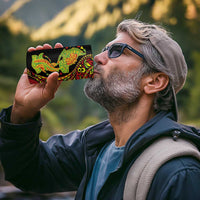 Hawaiian Manta Ray and Hammerhead Shark Tribal Tattoo 4 in 1 Can Cooler Tumbler with Polynesian Tribal Pattern Kanaka Maoli Flag Color LT03 - Polynesian Pride