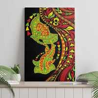Hawaiian Manta Ray and Hammerhead Shark Tribal Tattoo Canvas Wall Art with Polynesian Tribal Pattern Kanaka Maoli Flag Color
