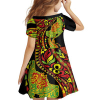 Hawaiian Manta Ray and Hammerhead Shark Tribal Tattoo Family Matching Off Shoulder Maxi Dress and Hawaiian Shirt with Polynesian Tribal Pattern Kanaka Maoli Flag Color LT03 - Polynesian Pride