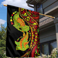 Hawaiian Manta Ray and Hammerhead Shark Tribal Tattoo Garden Flag with Polynesian Tribal Pattern Kanaka Maoli Flag Color LT03 - Polynesian Pride