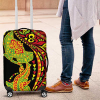 Hawaiian Manta Ray and Hammerhead Shark Tribal Tattoo Luggage Cover with Polynesian Tribal Pattern Kanaka Maoli Flag Color LT03 Multicolor - Polynesian Pride