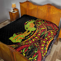 Hawaiian Manta Ray and Hammerhead Shark Tribal Tattoo Quilt with Polynesian Tribal Pattern Kanaka Maoli Flag Color LT03 - Polynesian Pride