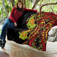 Hawaiian Manta Ray and Hammerhead Shark Tribal Tattoo Quilt with Polynesian Tribal Pattern Kanaka Maoli Flag Color LT03 - Polynesian Pride