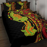 Hawaiian Manta Ray and Hammerhead Shark Tribal Tattoo Quilt Bed Set with Polynesian Tribal Pattern Kanaka Maoli Flag Color LT03 Multicolor - Polynesian Pride