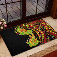 Hawaiian Manta Ray and Hammerhead Shark Tribal Tattoo Rubber Doormat with Polynesian Tribal Pattern Kanaka Maoli Flag Color LT03 - Polynesian Pride