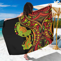 Hawaiian Manta Ray and Hammerhead Shark Tribal Tattoo Sarong with Polynesian Tribal Pattern Kanaka Maoli Flag Color LT03 One Size 44 x 66 inches Multicolor - Polynesian Pride