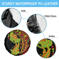 Hawaiian Manta Ray and Hammerhead Shark Tribal Tattoo Spare Tire Cover with Polynesian Tribal Pattern Kanaka Maoli Flag Color