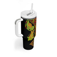 Hawaiian Manta Ray and Hammerhead Shark Tribal Tattoo Tumbler With Handle with Polynesian Tribal Pattern Kanaka Maoli Flag Color LT03 - Polynesian Pride