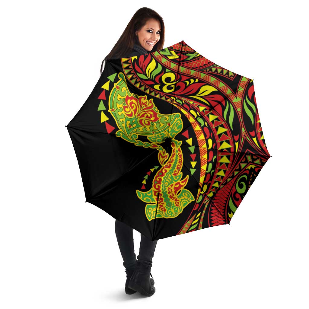 Hawaiian Manta Ray and Hammerhead Shark Tribal Tattoo Umbrella with Polynesian Tribal Pattern Kanaka Maoli Flag Color LT03 - Polynesian Pride