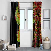 Hawaiian Manta Ray and Hammerhead Shark Tribal Tattoo Window Curtain with Polynesian Tribal Pattern Kanaka Maoli Flag Color LT03 - Polynesian Pride