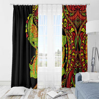 Hawaiian Manta Ray and Hammerhead Shark Tribal Tattoo Window Curtain with Polynesian Tribal Pattern Kanaka Maoli Flag Color LT03 - Polynesian Pride