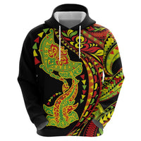 Hawaiian Manta Ray and Hammerhead Shark Tribal Tattoo Zip Hoodie with Polynesian Tribal Pattern Kanaka Maoli Flag Color LT03 - Polynesian Pride