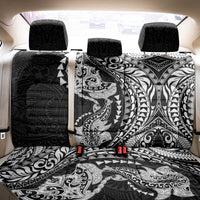 Hawaiian Manta Ray and Hammerhead Shark Tribal Tattoo Back Car Seat Cover with Polynesian Tribal Pattern Black-White Color