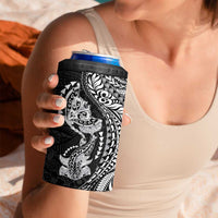 Hawaiian Manta Ray and Hammerhead Shark Tribal Tattoo 4 in 1 Can Cooler Tumbler with Polynesian Tribal Pattern Black-White Color LT03 - Polynesian Pride