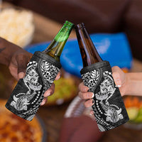 Hawaiian Manta Ray and Hammerhead Shark Tribal Tattoo 4 in 1 Can Cooler Tumbler with Polynesian Tribal Pattern Black-White Color LT03 - Polynesian Pride