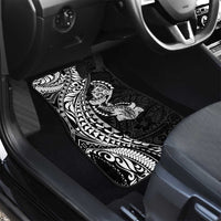 Hawaiian Manta Ray and Hammerhead Shark Tribal Tattoo Car Mats with Polynesian Tribal Pattern Black-White Color