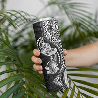 Hawaiian Manta Ray and Hammerhead Shark Tribal Tattoo Skinny Tumbler with Polynesian Tribal Pattern Black-White Color LT03 - Polynesian Pride