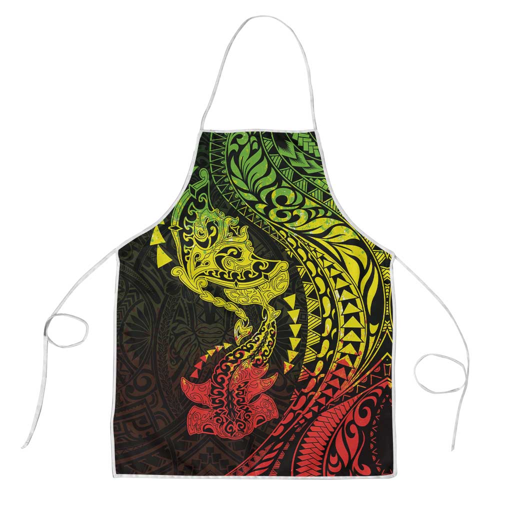 Hawaiian Manta Ray and Hammerhead Shark Tribal Tattoo Apron with Polynesian Tribal Pattern Reggae Style