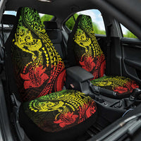 Hawaiian Manta Ray and Hammerhead Shark Tribal Tattoo Car Seat Cover with Polynesian Tribal Pattern Reggae Style