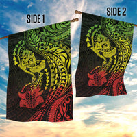 Hawaiian Manta Ray and Hammerhead Shark Tribal Tattoo Garden Flag with Polynesian Tribal Pattern Reggae Style