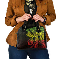Hawaiian Manta Ray and Hammerhead Shark Tribal Tattoo Shoulder Handbag with Polynesian Tribal Pattern Reggae Style
