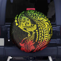Hawaiian Manta Ray and Hammerhead Shark Tribal Tattoo Spare Tire Cover with Polynesian Tribal Pattern Reggae Style