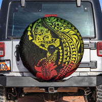 Hawaiian Manta Ray and Hammerhead Shark Tribal Tattoo Spare Tire Cover with Polynesian Tribal Pattern Reggae Style