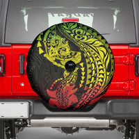 Hawaiian Manta Ray and Hammerhead Shark Tribal Tattoo Spare Tire Cover with Polynesian Tribal Pattern Reggae Style