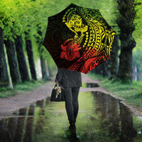 Hawaiian Manta Ray and Hammerhead Shark Tribal Tattoo Umbrella with Polynesian Tribal Pattern Reggae Style