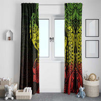 Hawaiian Manta Ray and Hammerhead Shark Tribal Tattoo Window Curtain with Polynesian Tribal Pattern Reggae Style