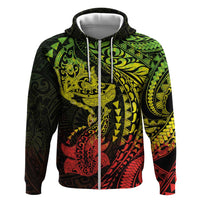 Hawaiian Manta Ray and Hammerhead Shark Tribal Tattoo Zip Hoodie with Polynesian Tribal Pattern Reggae Style LT03 Zip Hoodie Multicolor - Polynesian Pride
